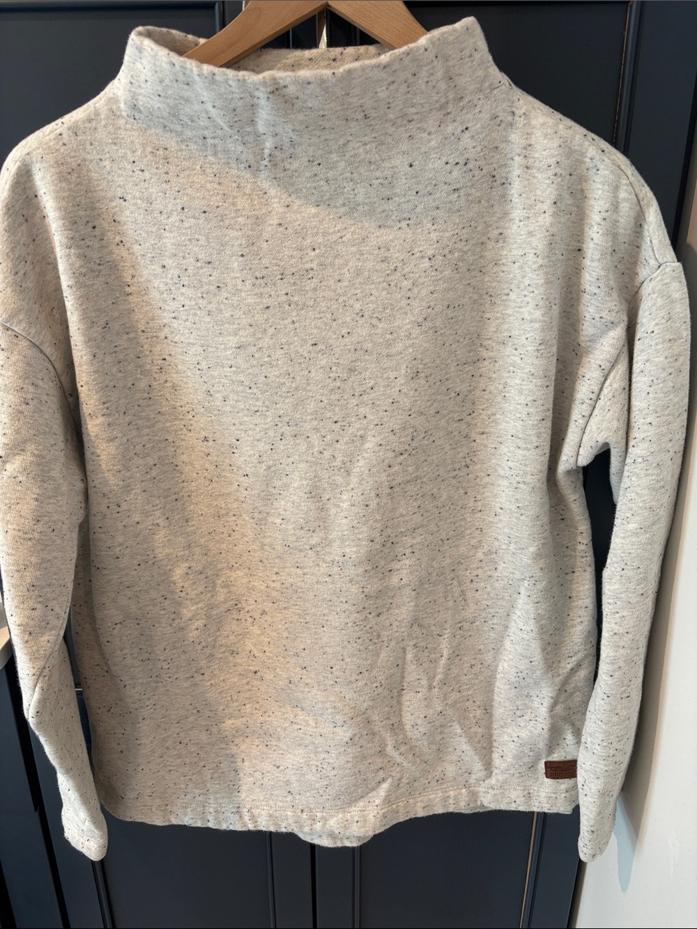 L.L. Bean Cream Heathered Mock Neck Sweater